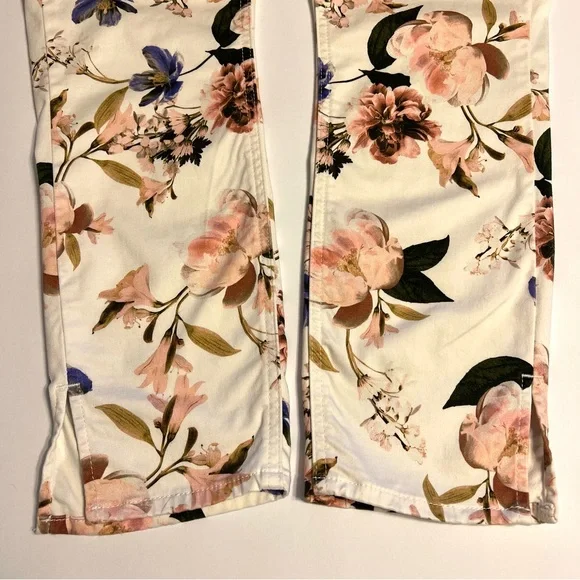 JEN7 by Seven For All Mankind Floral Cropped Skinny Jeans Sz 6 - Picture 5 of 12